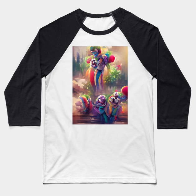 ABSTRACT COLOURFUL (COLORFUL) CLOWNS Baseball T-Shirt by sailorsam1805